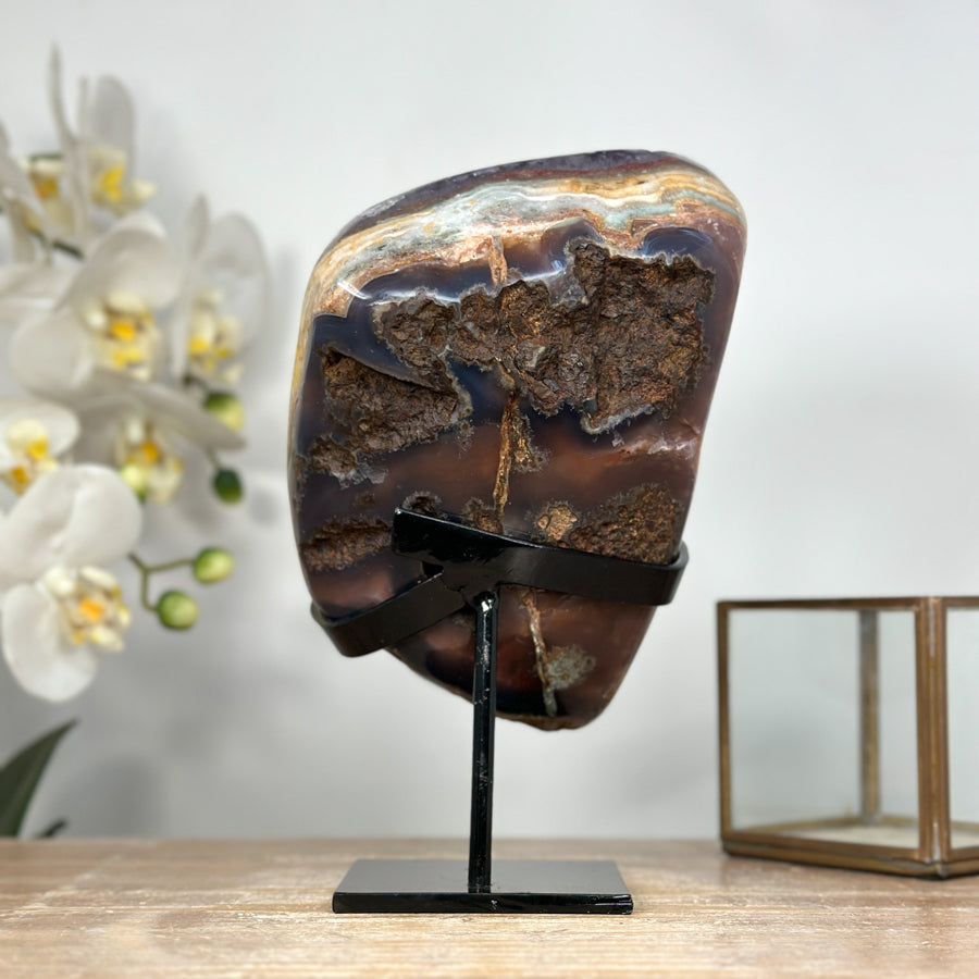 AAA Grade Natural Amethyst Cluster with Metal Stand - MWS1935