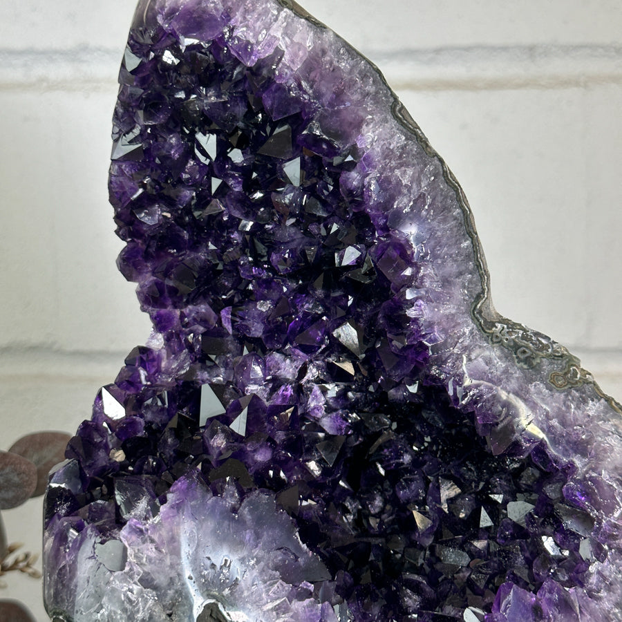 Stunning Natural Deep Purple Amethyst Cluster on Stand - MWS3156