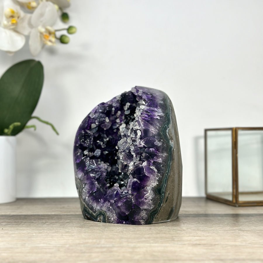 Top Quality Natural Amethyst Geode with Calcite Formations - CBP1262