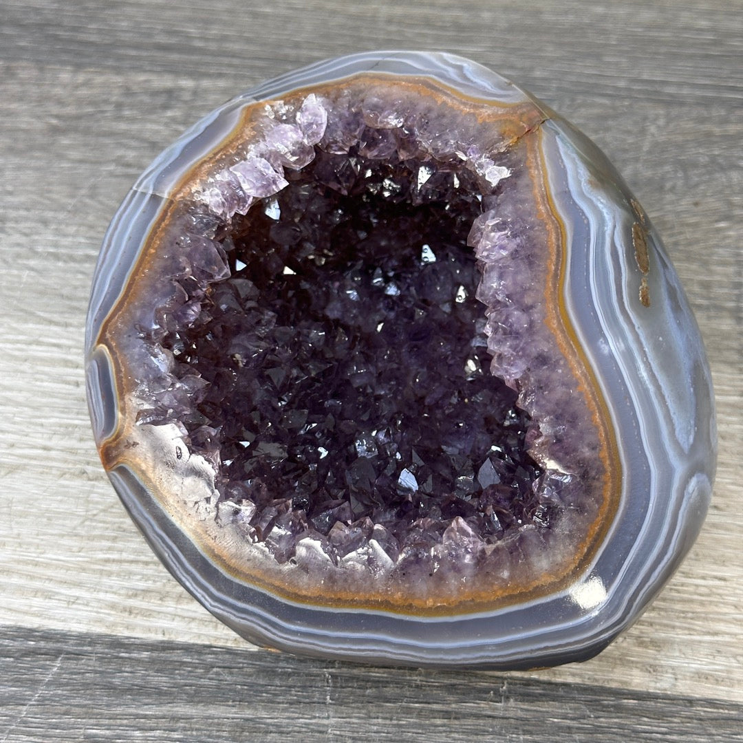 Amethyst &amp; Banded agate Stone Geode - STGE0062