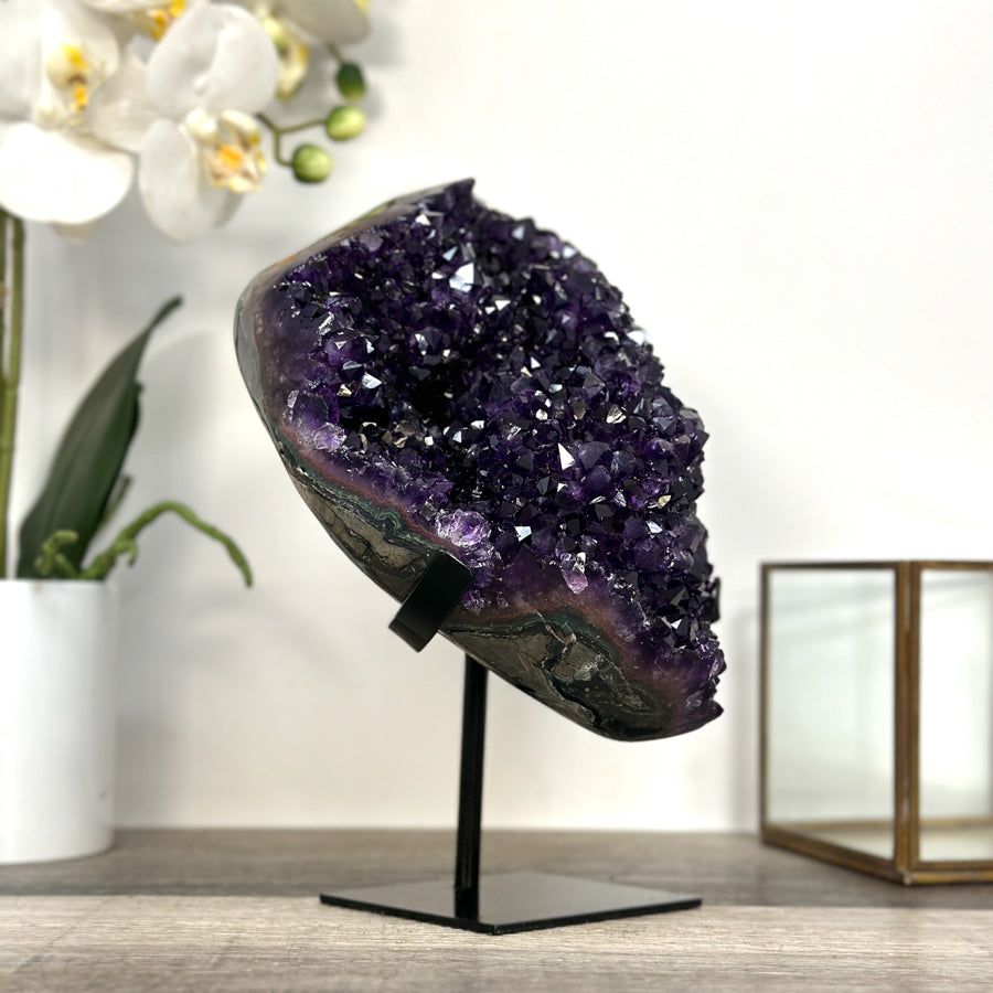 Amethyst Crystal Cluster on Stand – Vibrant Purple for Home Decor Display - MWS2609