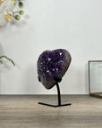 Natural Amethyst Crystal Heart, Metal Stand Included - HST0324