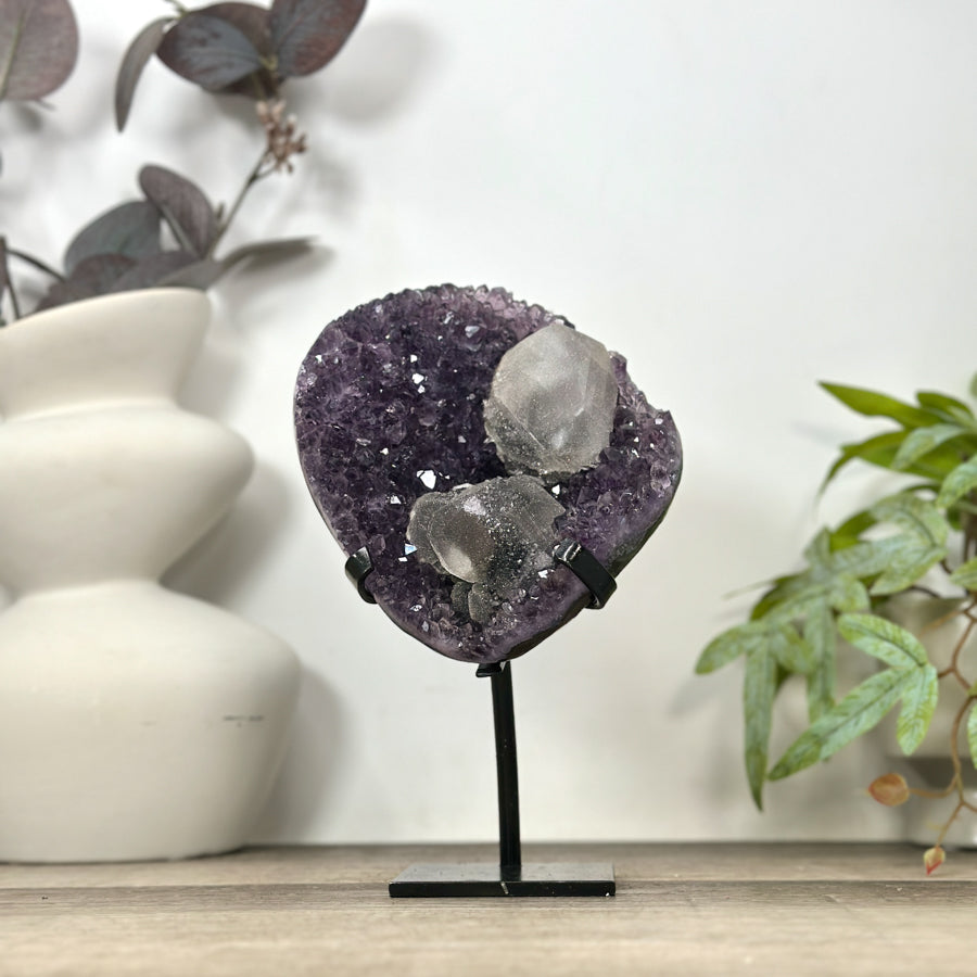 Unique Natural Amethyst Cluster with Calcite Formation - MWS3177
