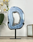 Natural Blue Banded Agate Portal with Metallic Stand - MWS2916