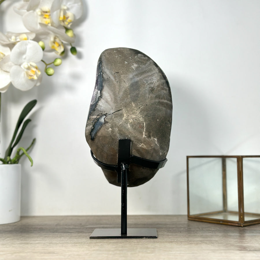 Deep Purple Amethyst Geode From Uruguay on Metal Stand – Premium Home Decor Accent - MWS2488