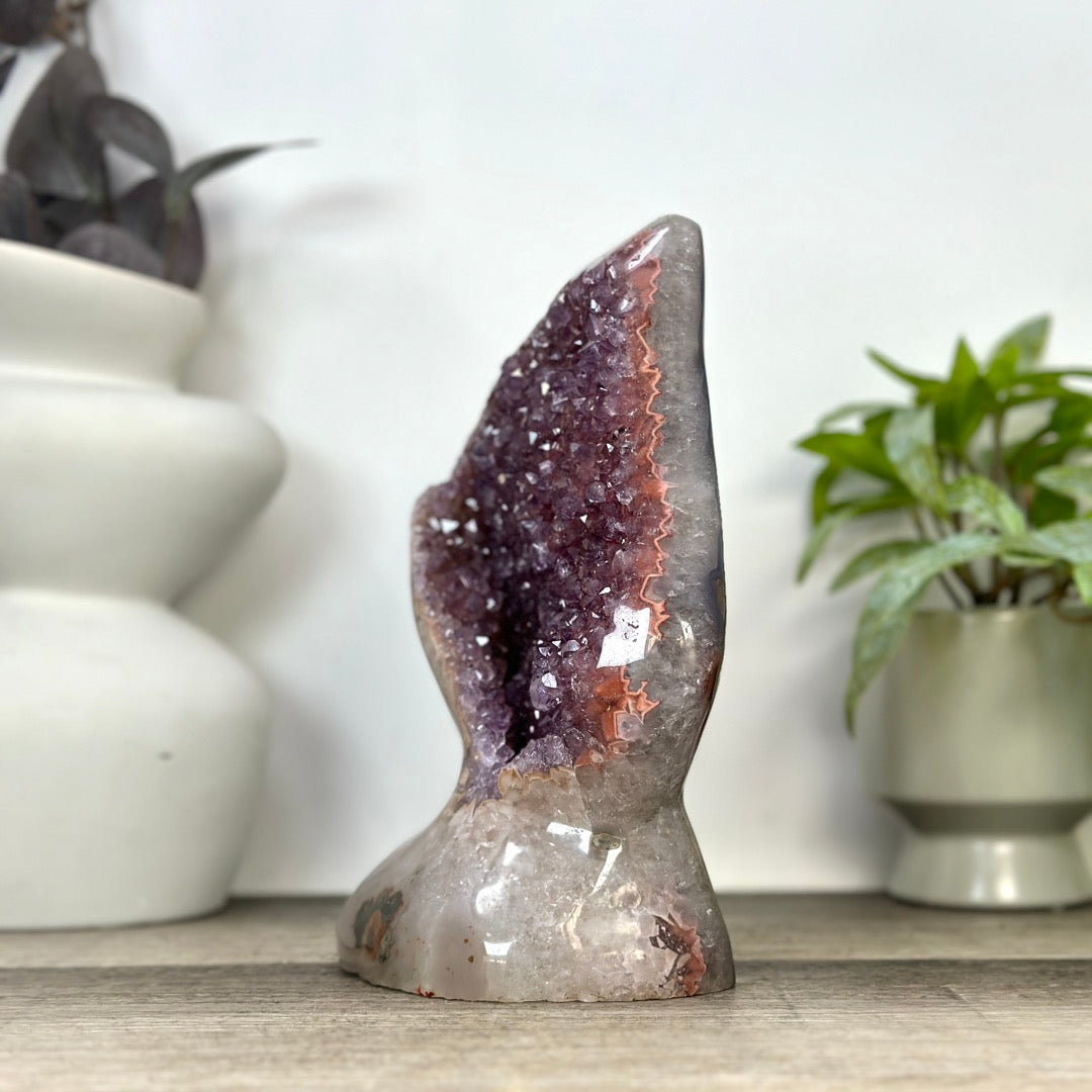 Unique Art Agate &amp; Quartz Geode for Home Decor - Urguayan Statement Piece - CBP1398