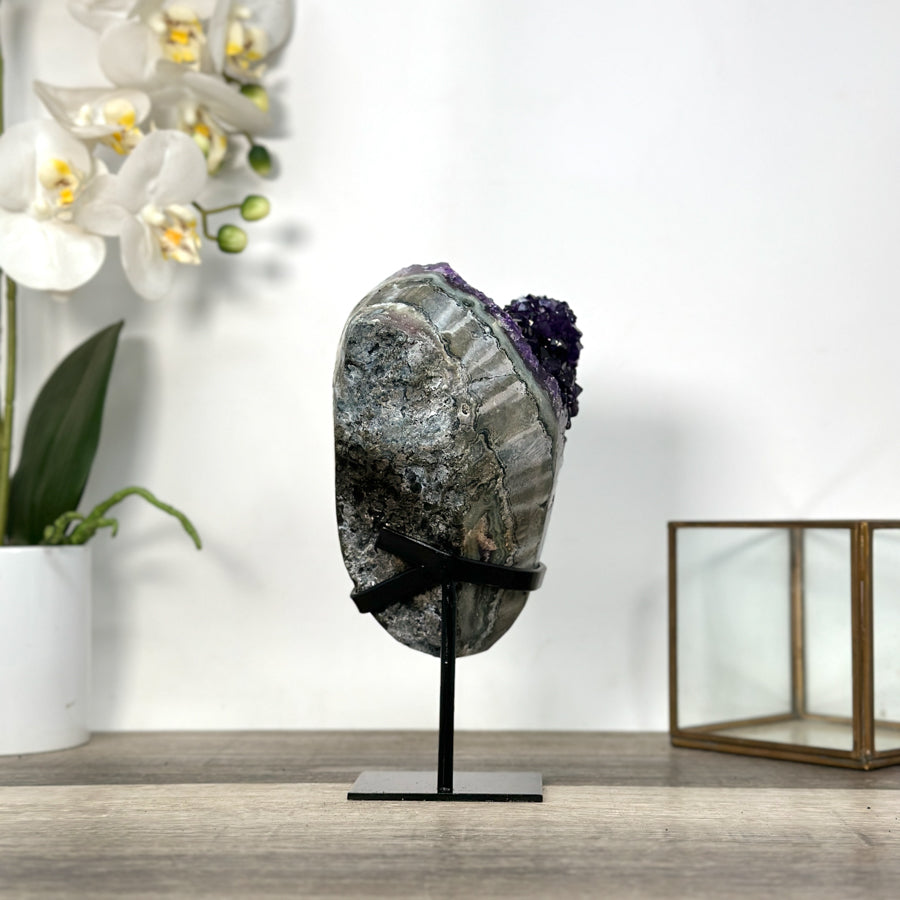 Deep Purple Amethyst Stalactite Formation on Metal Stand - MWS2729