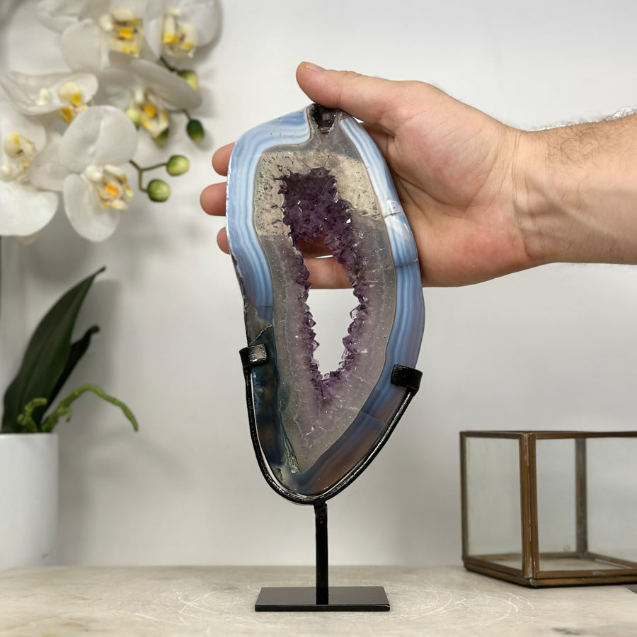 Blue Agate &amp; Amethyst Stone Portal Geode - MWS1950
