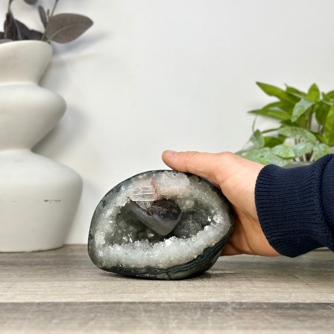 Natural Quartz Geode with Calcite Inclusion - STGE0116