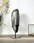Agate Geode Slice with Sugar Quartz Druzy Crystals on Metal Stand - MWS2735