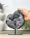 Grey Quartz Geode from Uruguay - Stand included - MWS3293