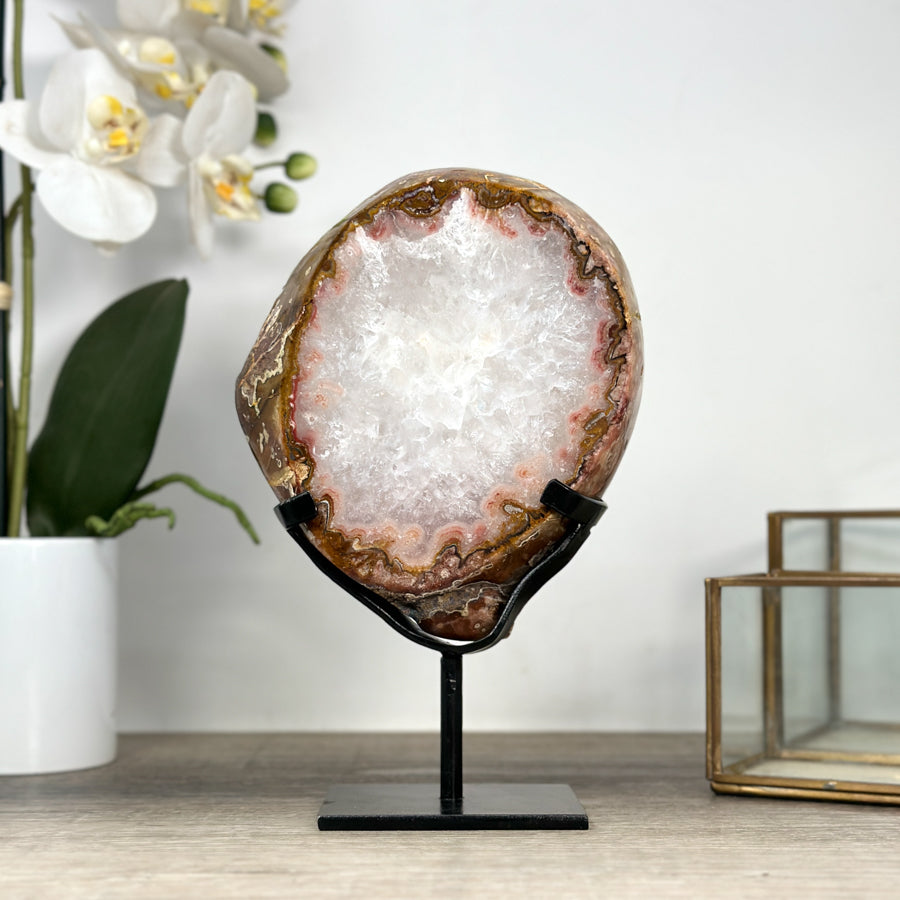 Natural Red Jasper Slice with Metallic Stand - MWS2229