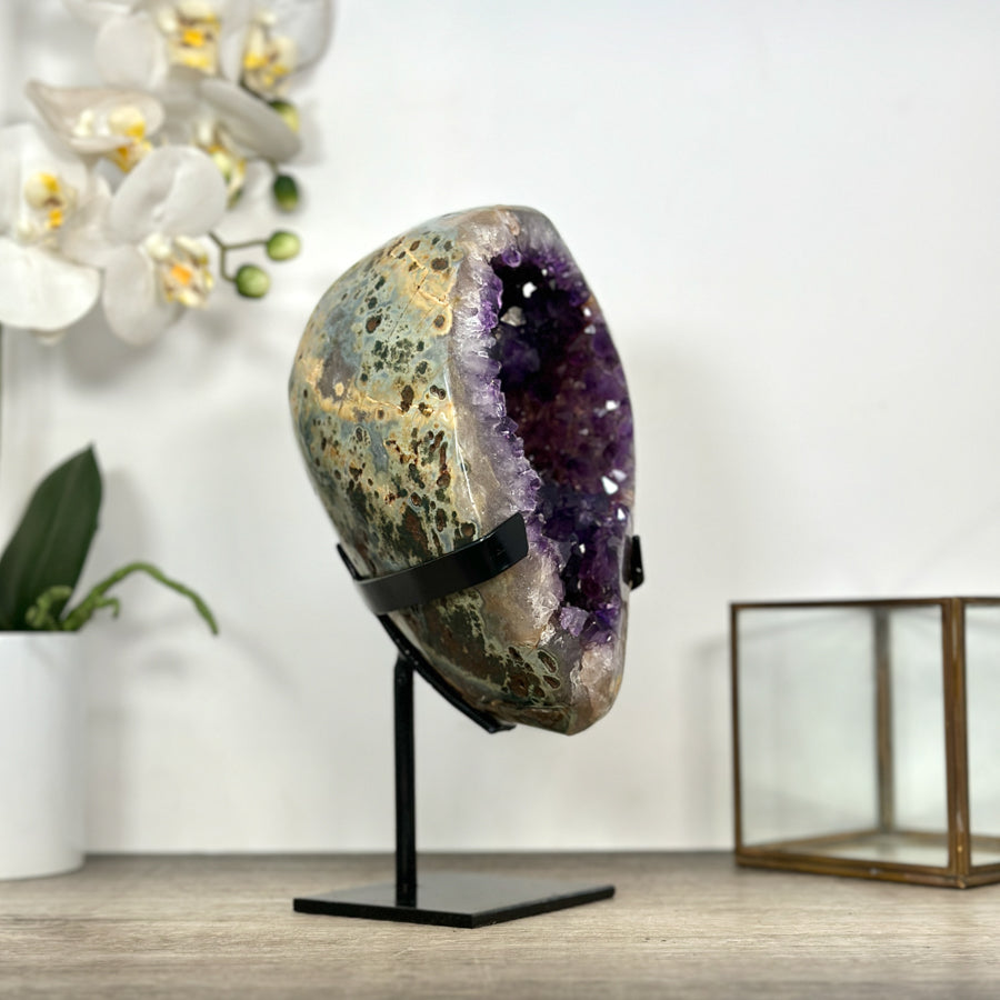 Natural Top Quality Amethyst Geode on Metal Stand - MWS3021