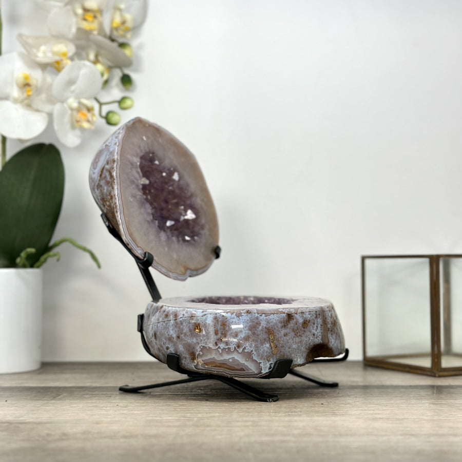 Natural amethyst Jewelry Box on Metal Stand - MWS2978