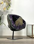 Amethyst Geode with Calcite Centerpiece on Stand for Collector Display - MWS2612