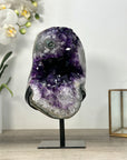 Natural Amethyst Crystal Geode on Stand with Large & Deep Purple Crystals - MWS2590