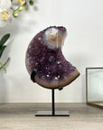 Amethyst Moon Shape Crystal Cluster on Stand - MWS2580