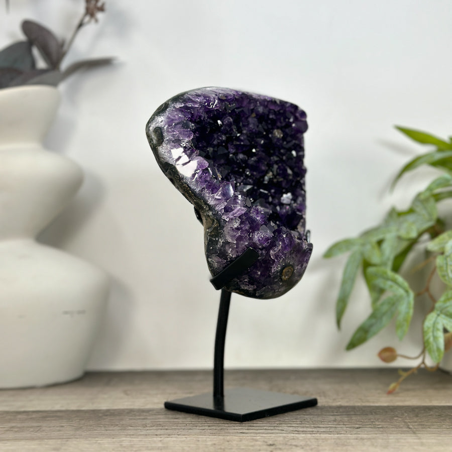 Deep Purple Natural Amethyst Geode with Stand - MWS3232