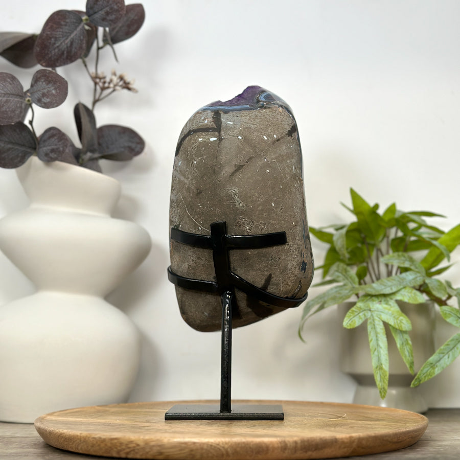 Top Grade Natural Amethyst Statement Piece on Stand for Home Decor - MWS3069