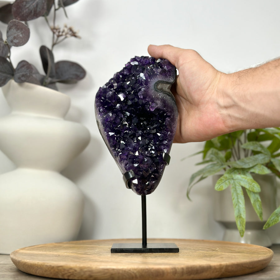A+ Grade Amethyst Cluster from Uruguay on Metal Stand - MWS3060