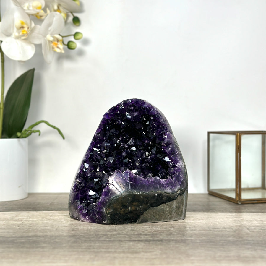 Raw Amethyst Geode with Deep Purple Crystal Cluster - CBP1227