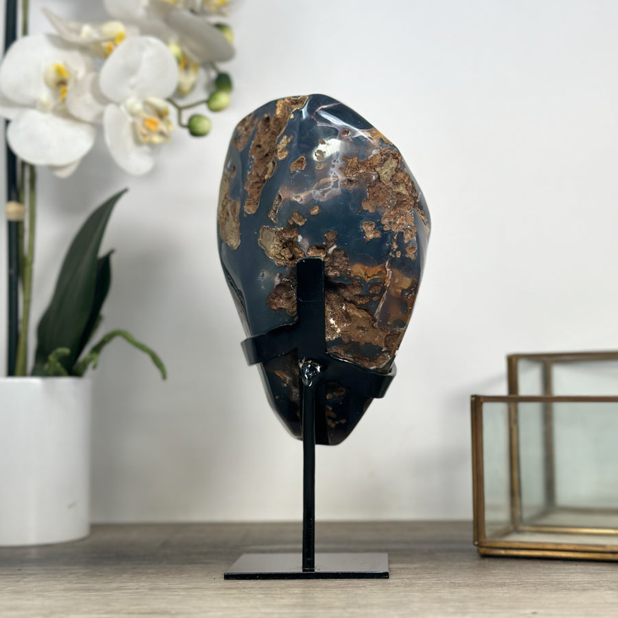 Uruguayan Amethyst &amp; Agate Crystal on Metallic Stand - MWS2206