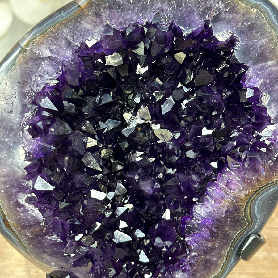 AAA Natural Amethyst Cave with Agate Shell - MWS1474