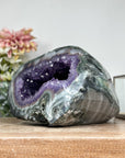 Amethyst Geode with Green Jasper Shell & Deep Purple Crystal Cavity - STGE0009