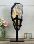 Huge Natural Uruguayan amethyst Cluster with Stalactite Eyes on Metal Stand - MWS2996