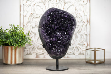 Exquisite Top-Grade Natural Amethyst with Elegant Metal Stand - Ready-to-Display Crystal - MWS0280