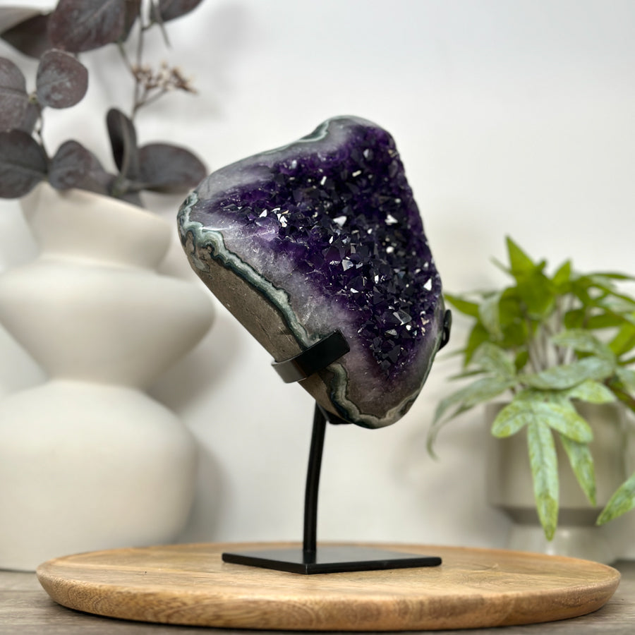 Top Grade Natural Amethyst Stone Statement Piece with Green Jasper Shell - MWS3062
