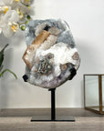 Quartz Crystal with Calite Geode on Stand Mineral Specimen