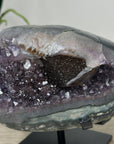 Natural Amethyst & Green Jasper Geode with Black Hemetite Formation - MWS2298