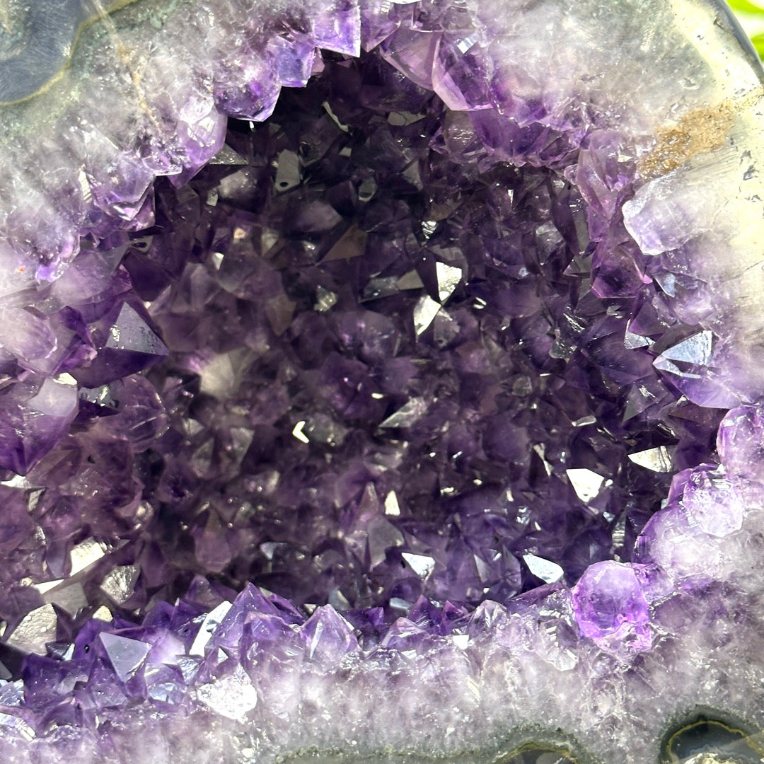 XL Natural Amethyst Geode with Agate Shell - STGE0054