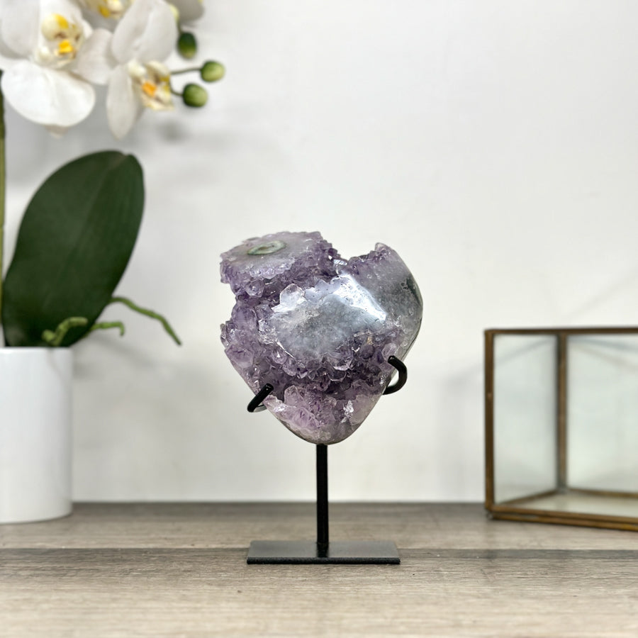 Amethyst Crystal Cluster on Stand with Light Purple Druzy - MWS2883