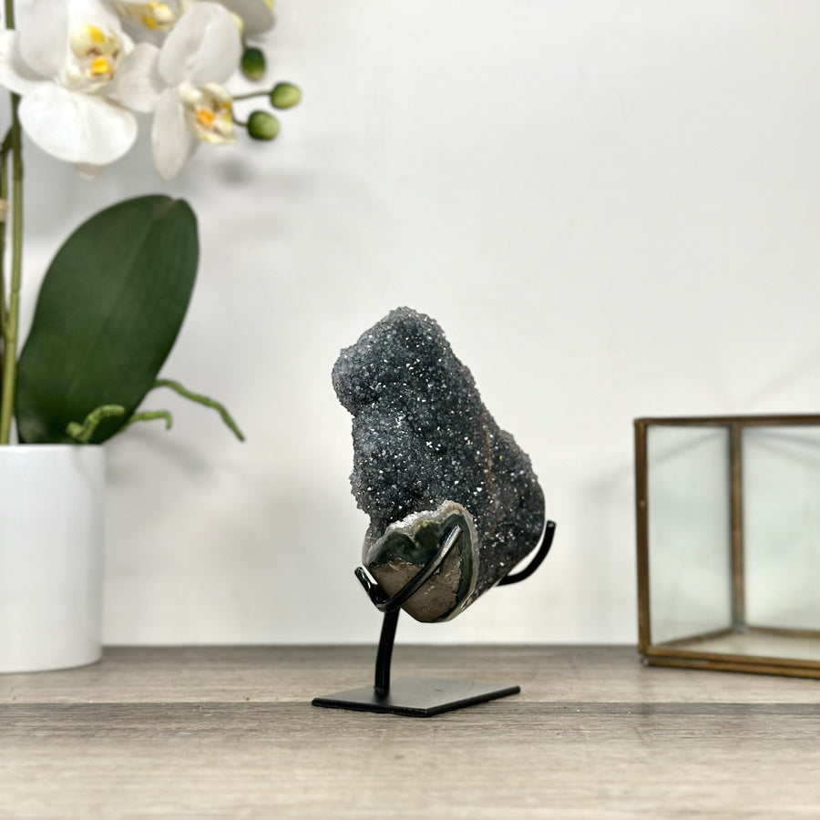 Natural Quartz Crystal Stalactite Formation on Metal Stand - MWS2885