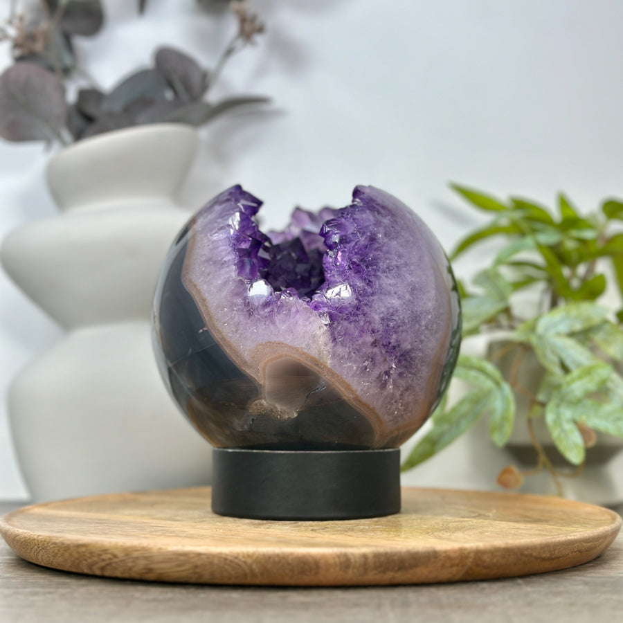 Top Grade Uruguayan Amethyst Agate Large Sphere Geode - SPH0167