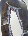 Amethyst & Agate Slice on Stand – Home Decor Crystal Display Specimen - MWS2673