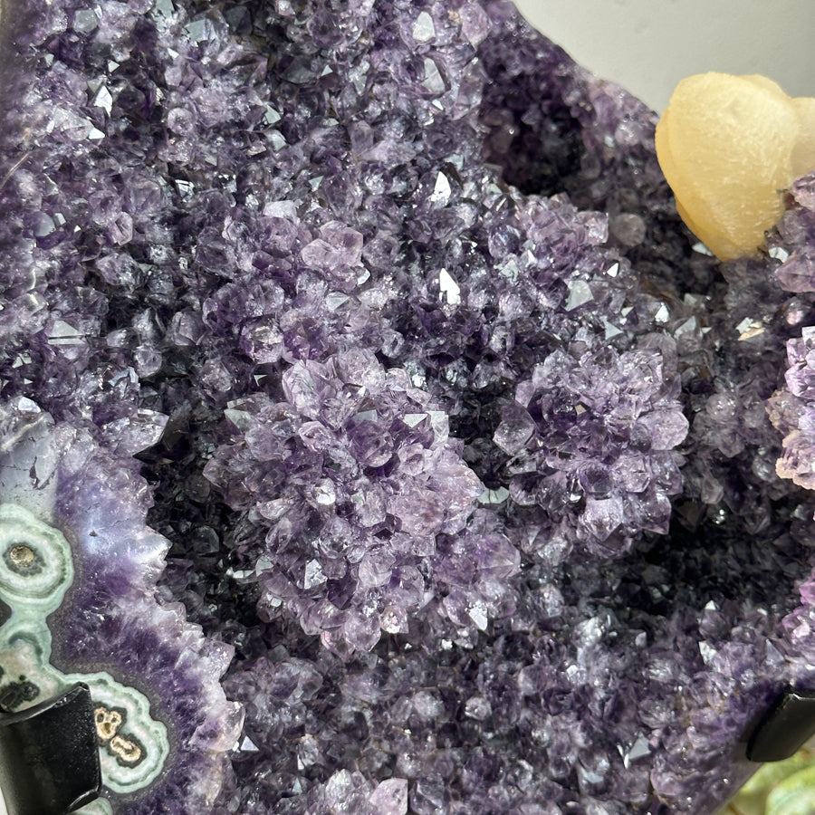 Uruguayan Amethyst Specimen with Green Jasper Shell &amp; Calcite Formation - MWS3148