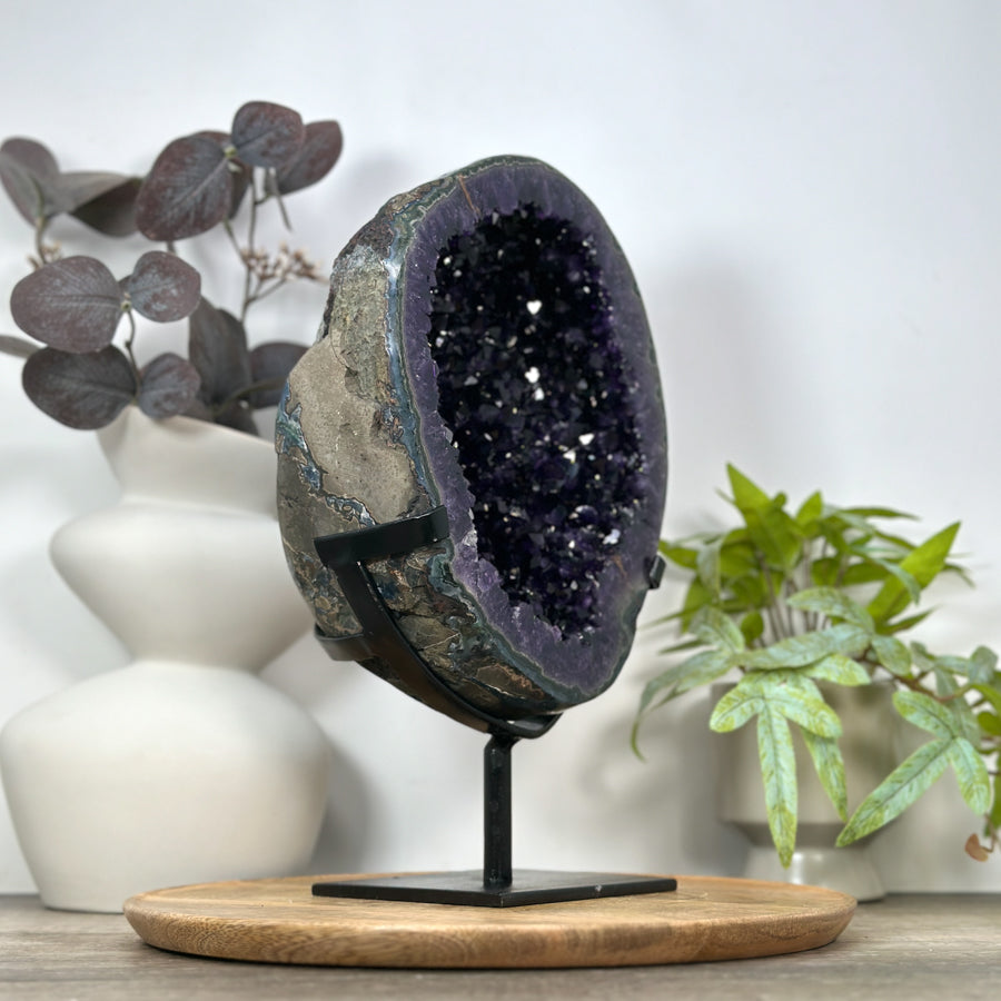 Huge Natural Deep Purple Amethyst Geode on Stand - MWS3077