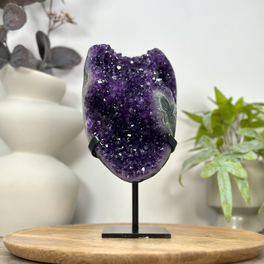 Premium Quality Amethyst Crystal Cluster – Natural Specimen on Stand - MWS3057