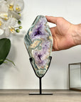 Amethyst, Quartz & Green Jasper Slice on Metal Stand - MWS2924