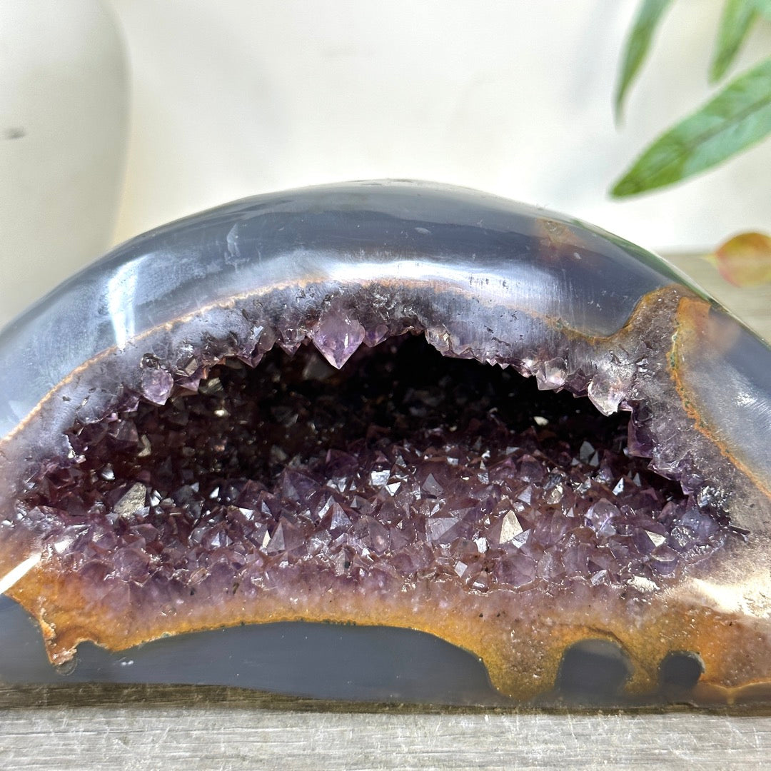 Amethyst &amp; Blue Agate Stone Geode - STGE0076
