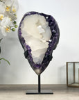 Huge Calcite Crystal Formation on Deep Purple Amethyst Cluster - MWS2314
