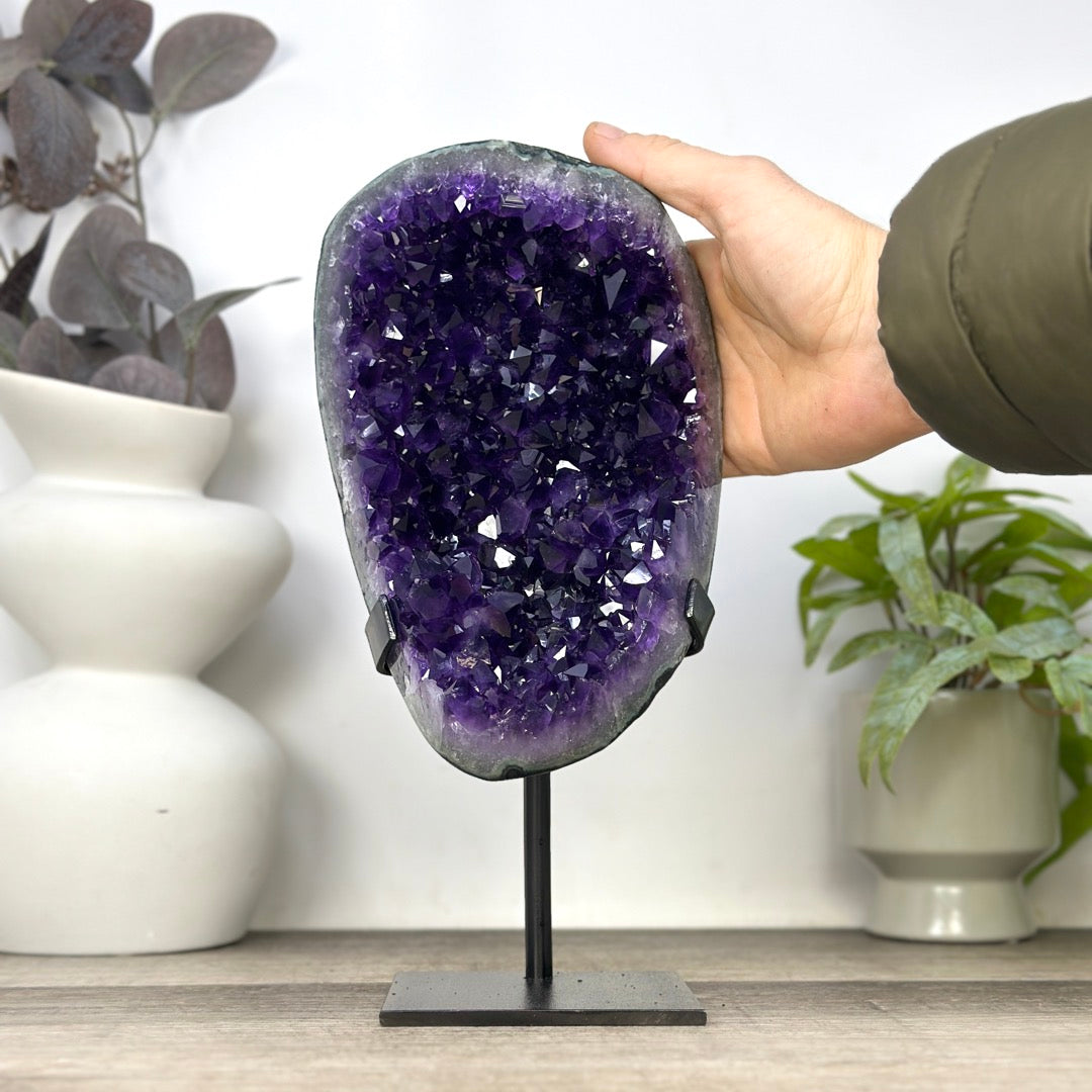 Natural A Grade Amethyst Cluster with Stand - MWS3394