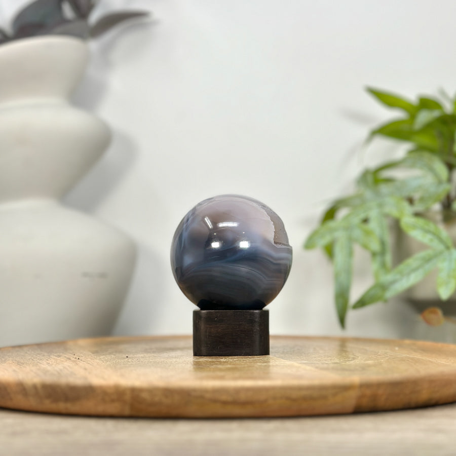 Banded Agate &amp; Quartz Druzy Sphere Geode - SPH0202