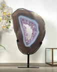 Large Amethyst and Agate Slice Portal with Stand for Home Decor Display - MWS2667