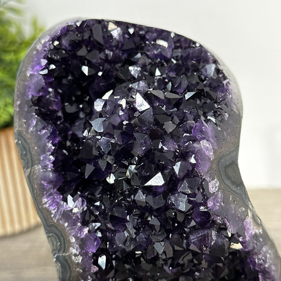 A grade Amethyst Crystal Geode with Metallic Stand - MWS2427