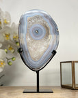 Banded Blue Agate Slice from Uruguay – Polished Stone Display for Healing Decor - MWS2006