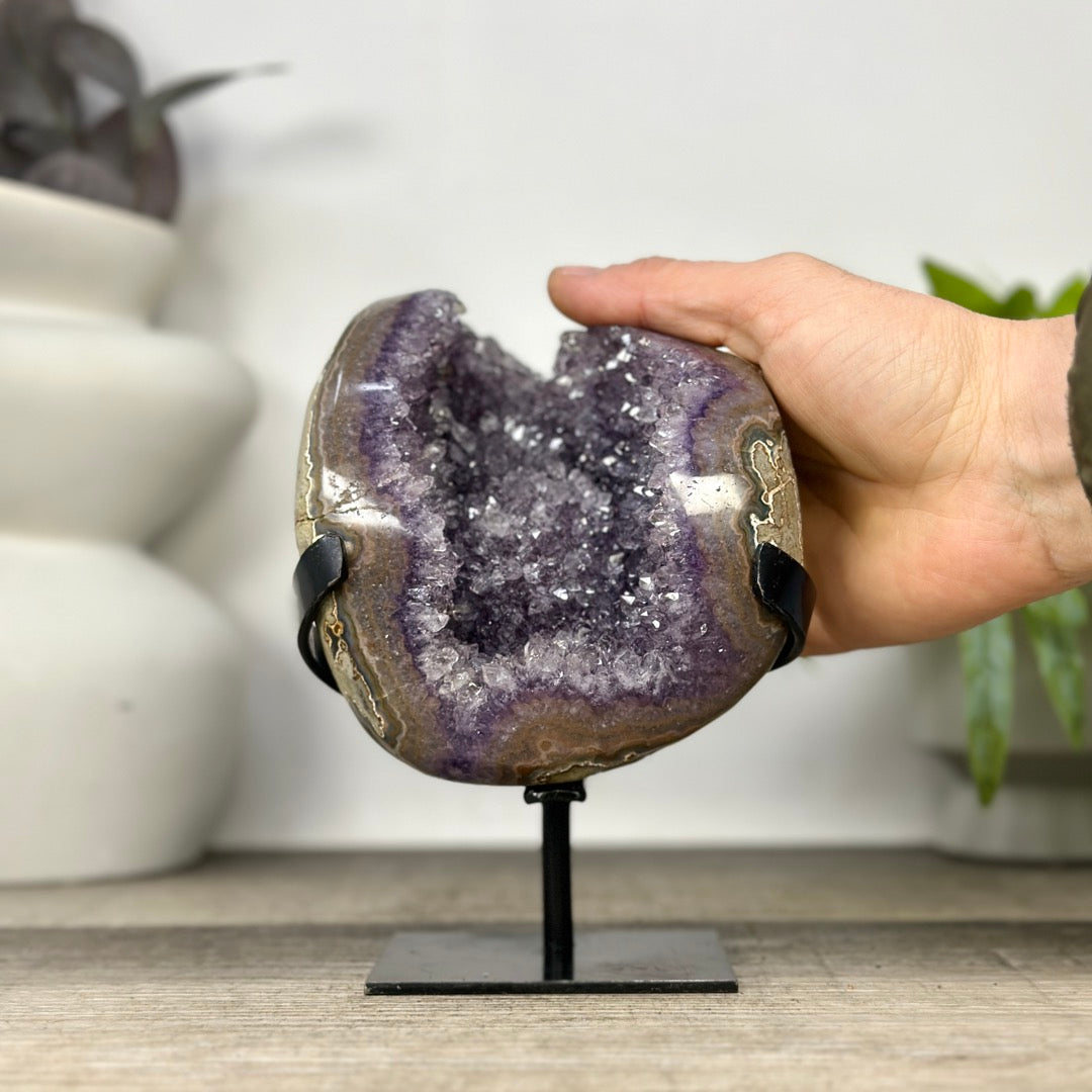 Natural Amethyst Geode on Metal Stand - MWS3327